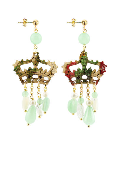 Orecchini Kaguya Corona Verde Giada - Lebole Maison